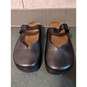 Aetrex Womens Leather Clogs Slip On Sz 10 Slip Resistant Black Shoes Lynco